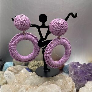 3.1.26-2 Lavender Woven Hoop Post Earrings